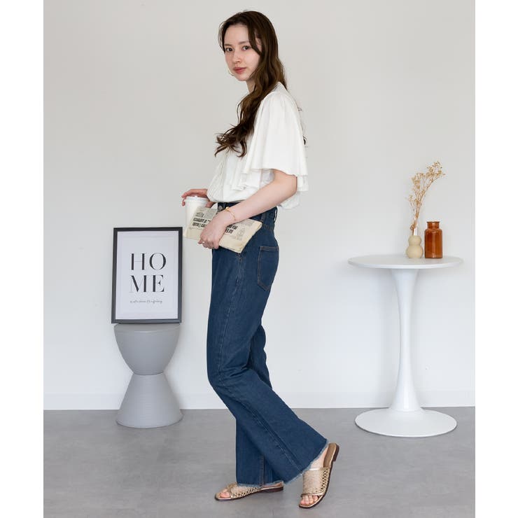 裾スリット コットンデニムフレアパンツ | atONE | 詳細画像59 