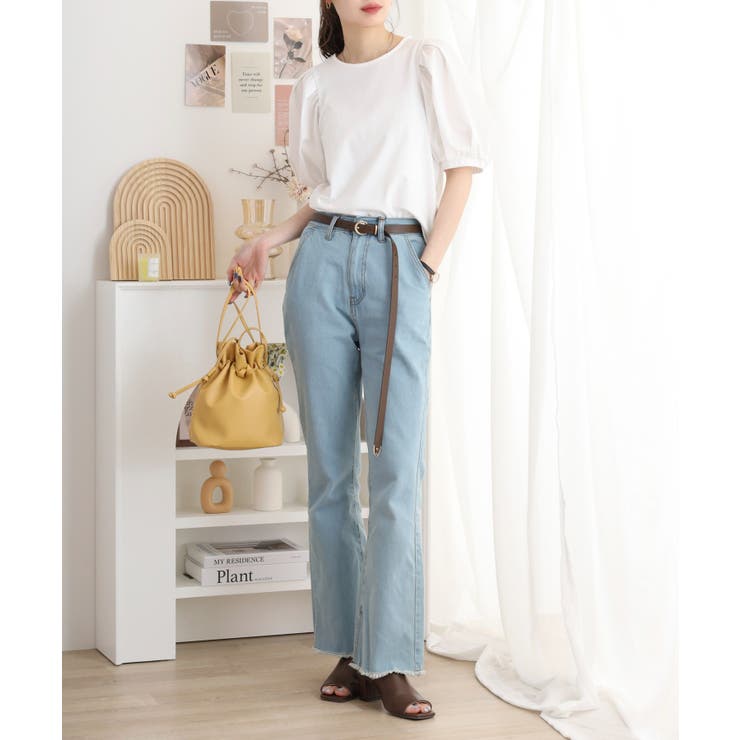 裾スリット コットンデニムフレアパンツ | atONE | 詳細画像6 