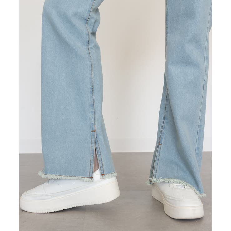 裾スリット コットンデニムフレアパンツ | atONE | 詳細画像66 