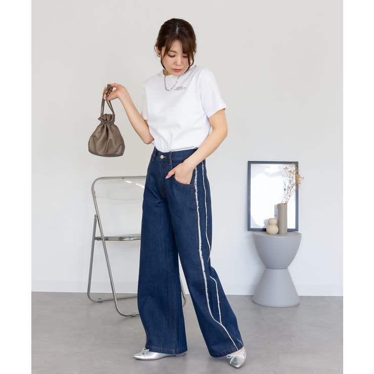 サイドフリンジワイドデニム | atONE | 詳細画像24 