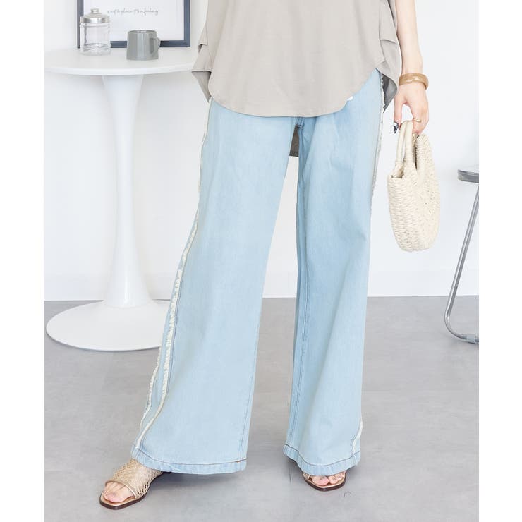 サイドフリンジワイドデニム | atONE | 詳細画像3 