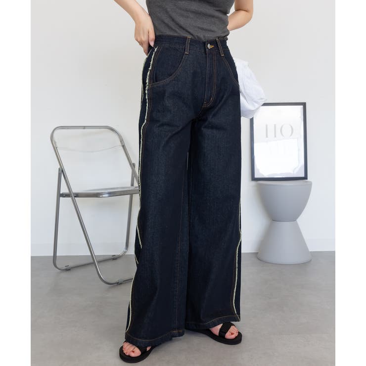 サイドフリンジワイドデニム | atONE | 詳細画像37 