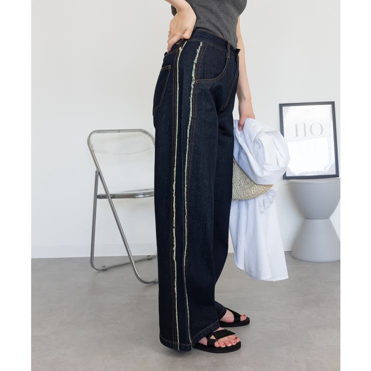 サイドフリンジワイドデニム | atONE | 詳細画像40 