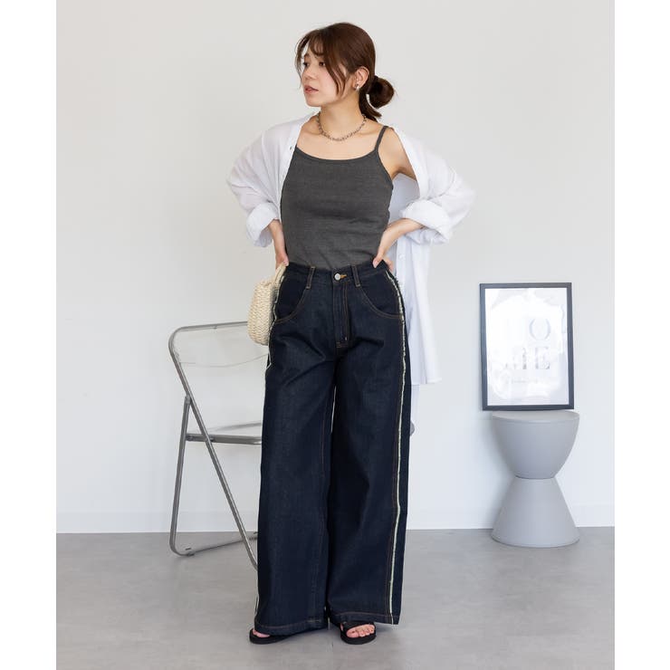 サイドフリンジワイドデニム | atONE | 詳細画像45 