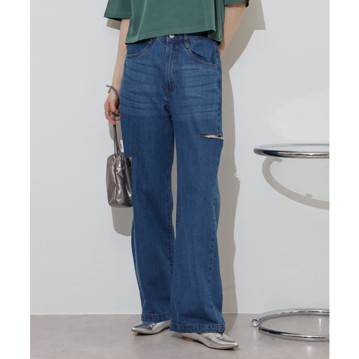 デニムダメージストレートパンツ | atONE | 詳細画像7 