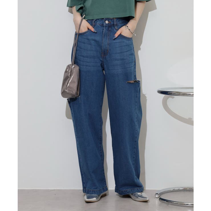 デニムダメージストレートパンツ | atONE | 詳細画像9 