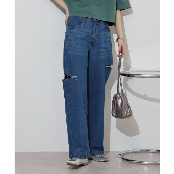 デニムダメージストレートパンツ | atONE | 詳細画像11 