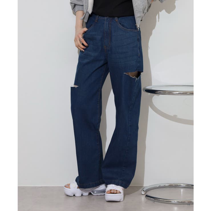 デニムダメージストレートパンツ | atONE | 詳細画像15 