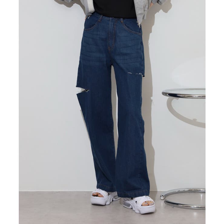 デニムダメージストレートパンツ | atONE | 詳細画像16 