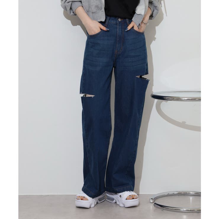 デニムダメージストレートパンツ | atONE | 詳細画像17 