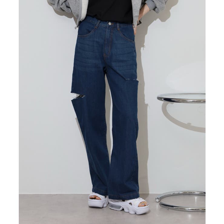 デニムダメージストレートパンツ | atONE | 詳細画像18 