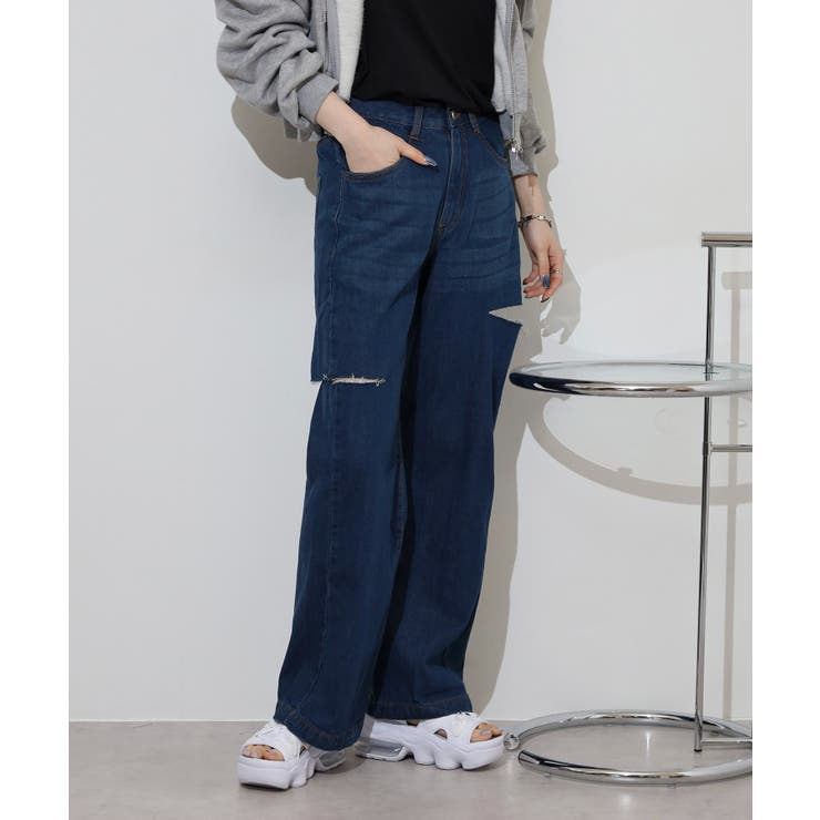 デニムダメージストレートパンツ | atONE | 詳細画像19 