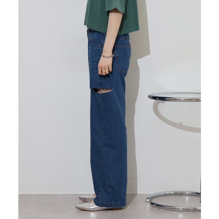 デニムダメージストレートパンツ | atONE | 詳細画像24 