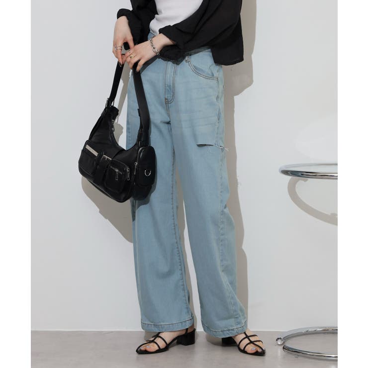 デニムダメージストレートパンツ | atONE | 詳細画像1 