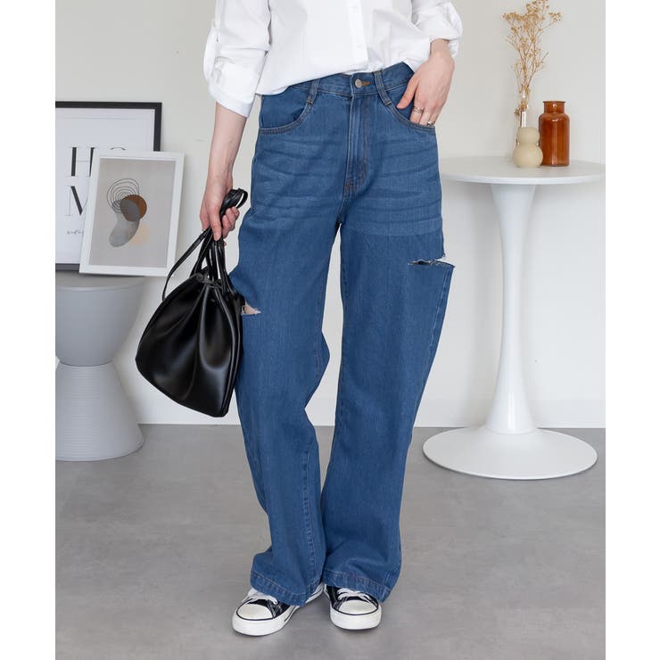 デニムダメージストレートパンツ | atONE | 詳細画像34 