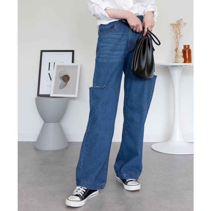 デニムダメージストレートパンツ | atONE | 詳細画像35 