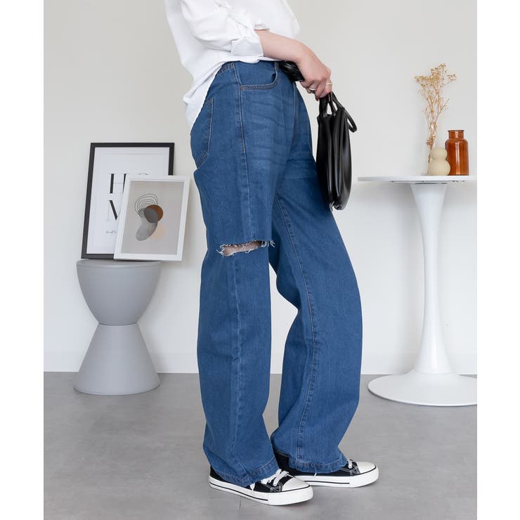 デニムダメージストレートパンツ | atONE | 詳細画像37 