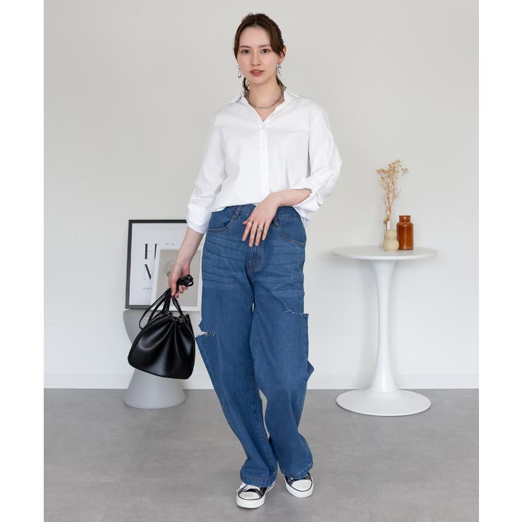 デニムダメージストレートパンツ | atONE | 詳細画像42 