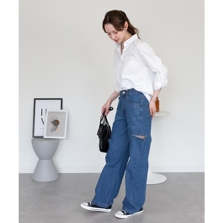 デニムダメージストレートパンツ | atONE | 詳細画像43 