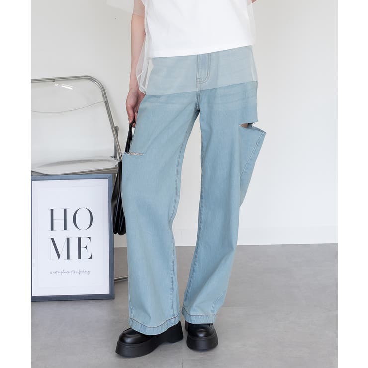 デニムダメージストレートパンツ | atONE | 詳細画像45 