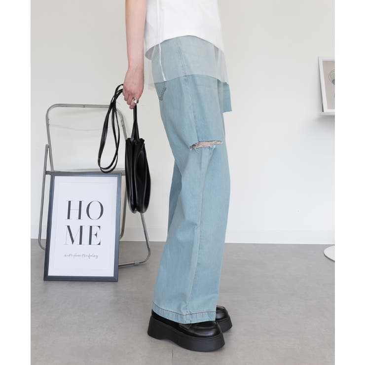 デニムダメージストレートパンツ | atONE | 詳細画像48 