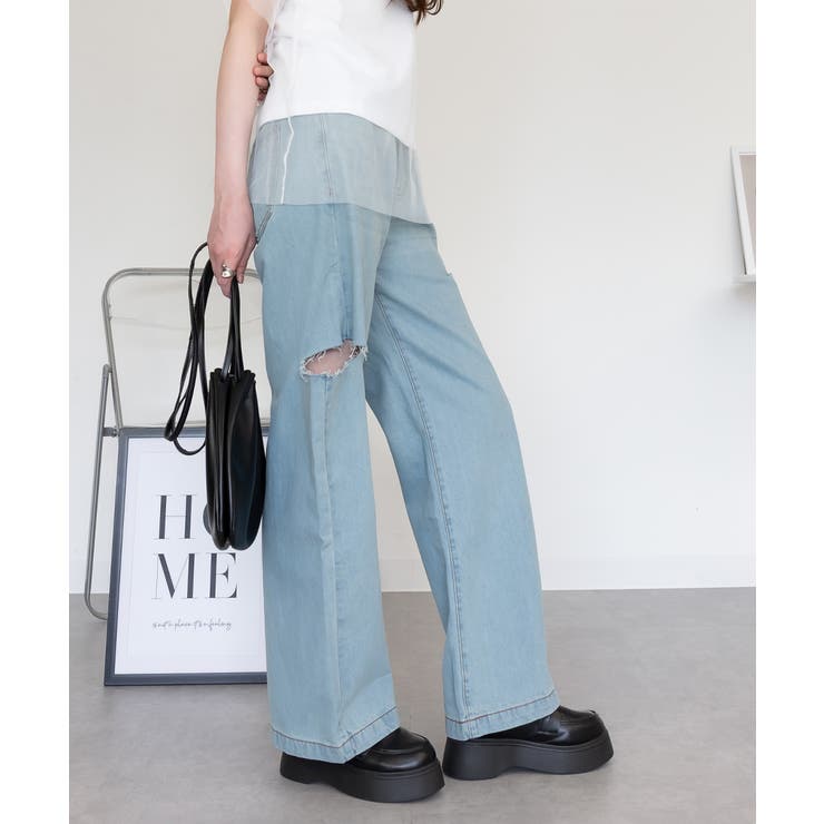 デニムダメージストレートパンツ | atONE | 詳細画像49 