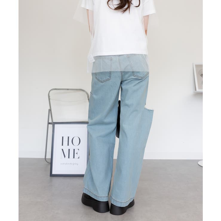 デニムダメージストレートパンツ | atONE | 詳細画像50 