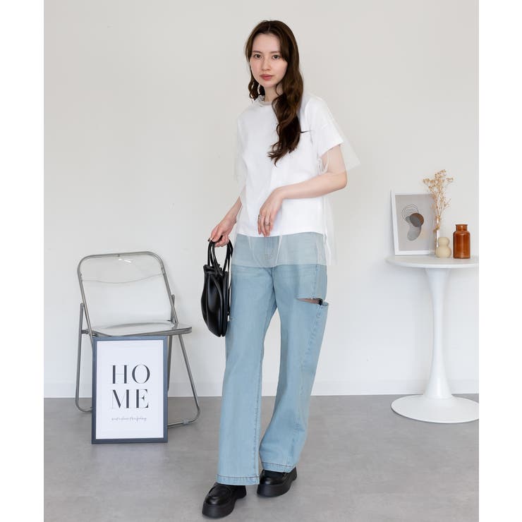 デニムダメージストレートパンツ | atONE | 詳細画像53 