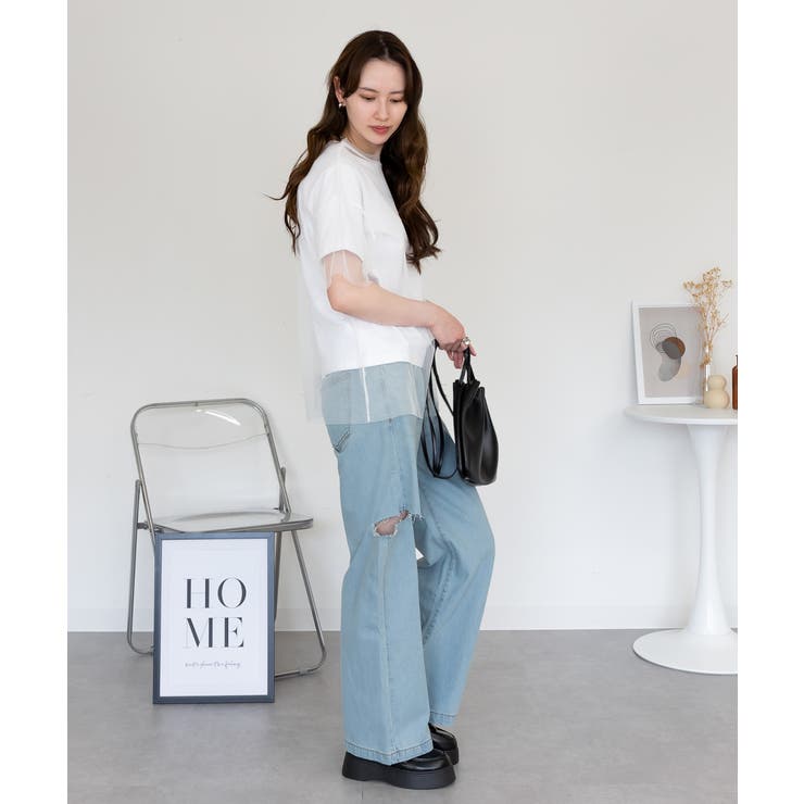 デニムダメージストレートパンツ | atONE | 詳細画像54 