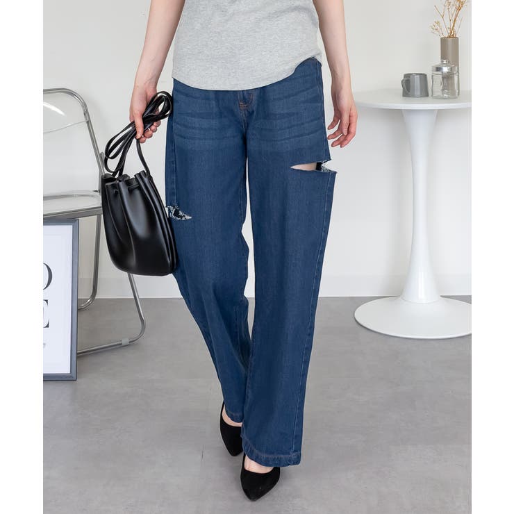 デニムダメージストレートパンツ | atONE | 詳細画像56 