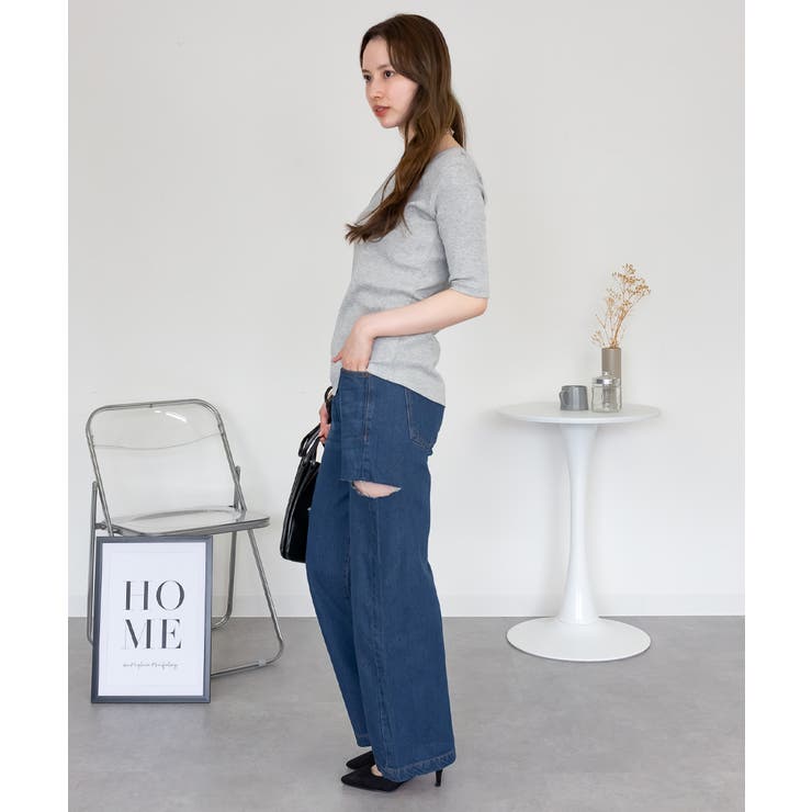 デニムダメージストレートパンツ | atONE | 詳細画像66 