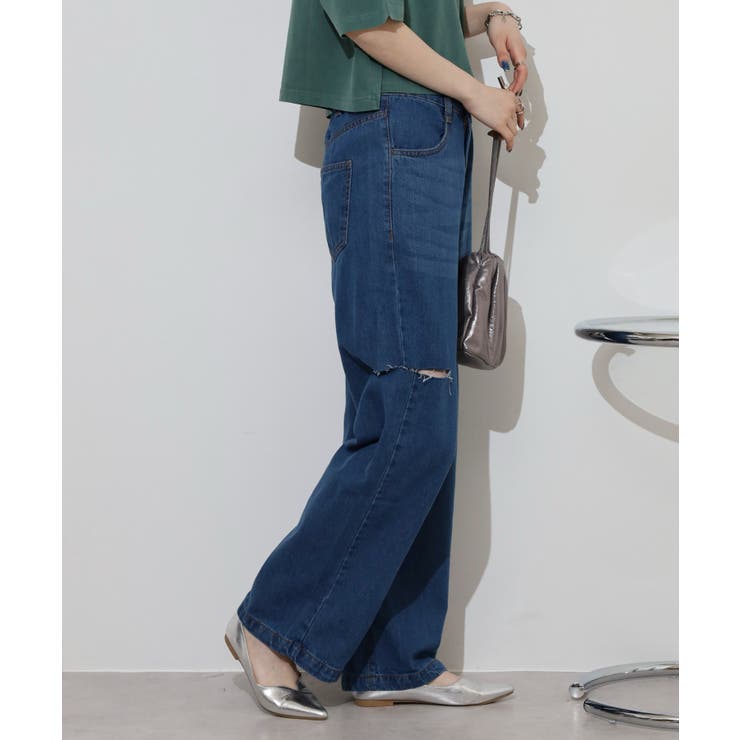 デニムダメージストレートパンツ | atONE | 詳細画像6 