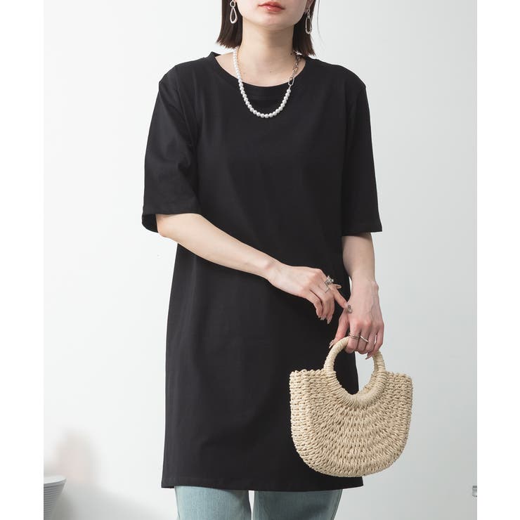 ５分袖サイドスリットロングTシャツ | atONE | 詳細画像10 