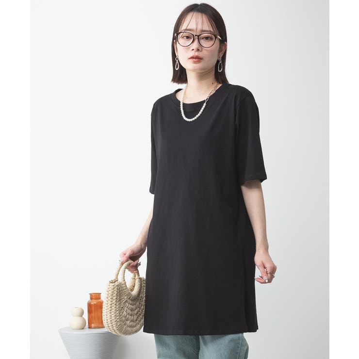 ５分袖サイドスリットロングTシャツ | atONE | 詳細画像13 