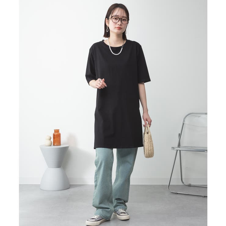 ５分袖サイドスリットロングTシャツ | atONE | 詳細画像19 