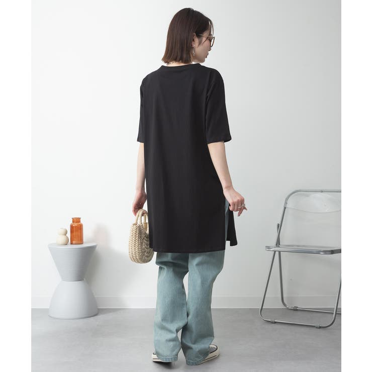 ５分袖サイドスリットロングTシャツ | atONE | 詳細画像22 