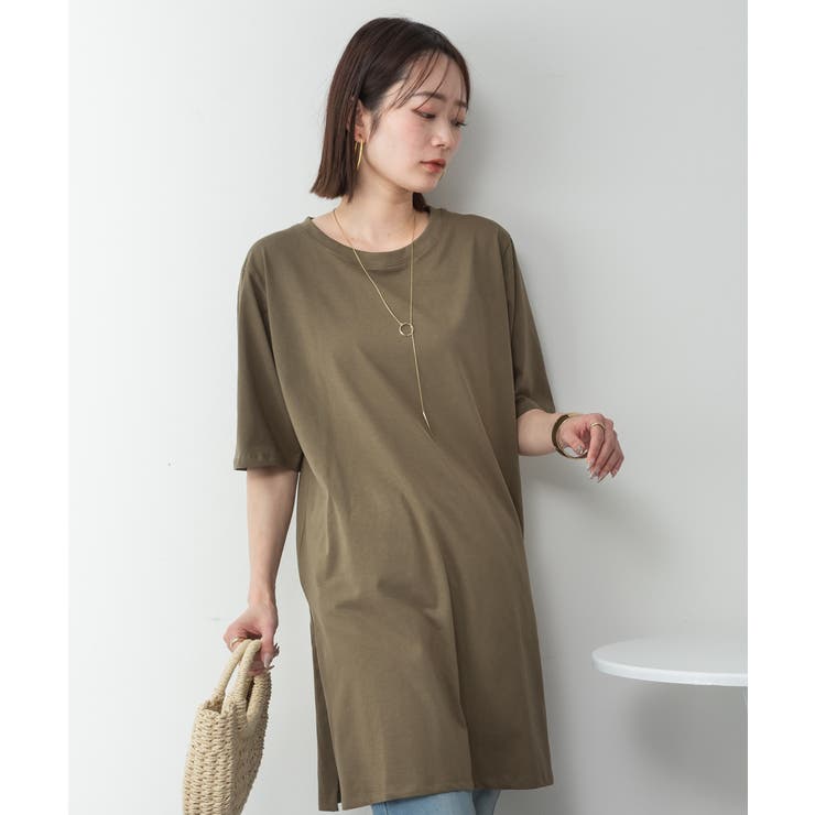 ５分袖サイドスリットロングTシャツ | atONE | 詳細画像43 