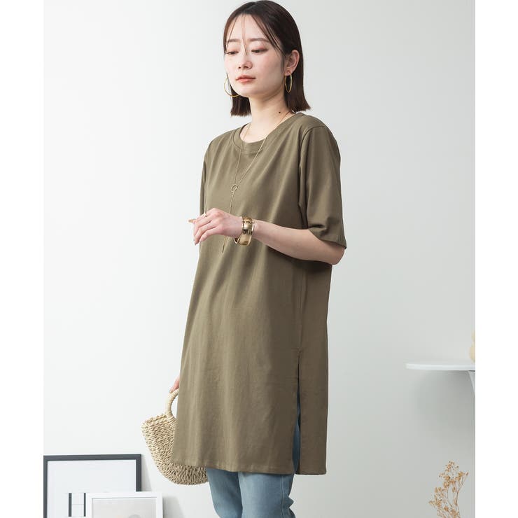 ５分袖サイドスリットロングTシャツ | atONE | 詳細画像44 