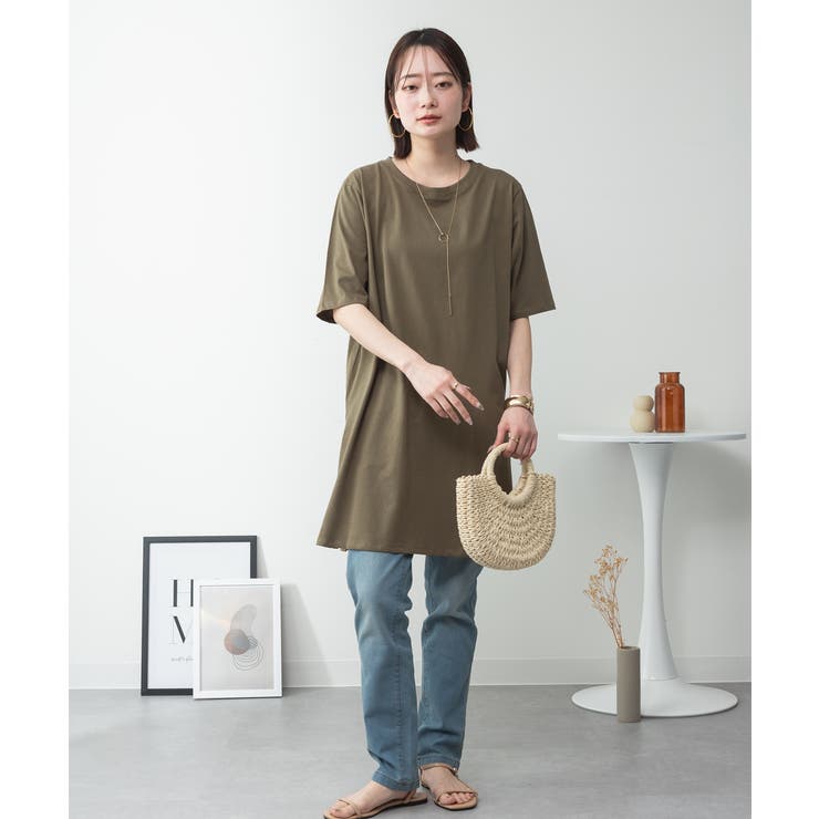 ５分袖サイドスリットロングTシャツ | atONE | 詳細画像51 