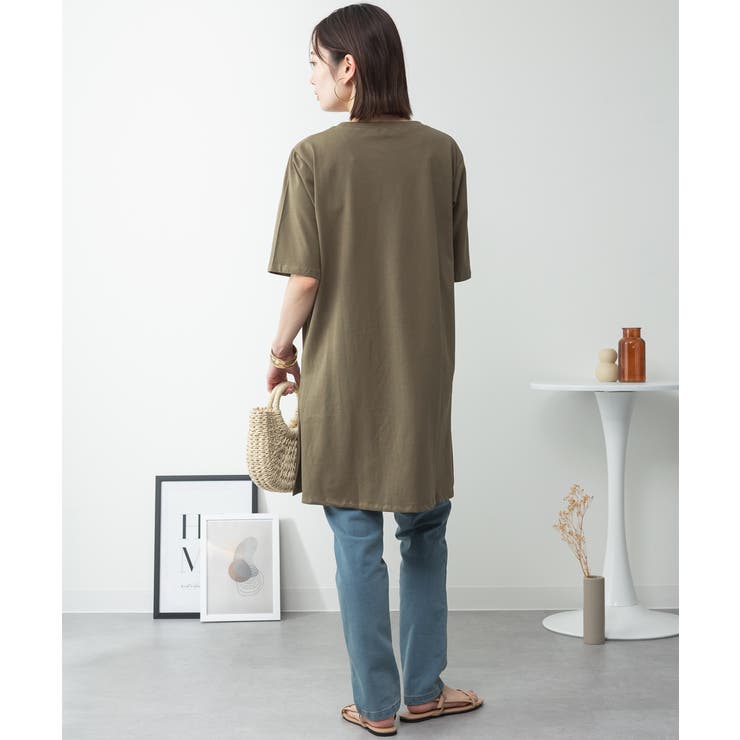 ５分袖サイドスリットロングTシャツ | atONE | 詳細画像54 