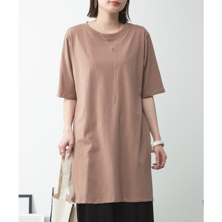 ５分袖サイドスリットロングTシャツ | atONE | 詳細画像57 
