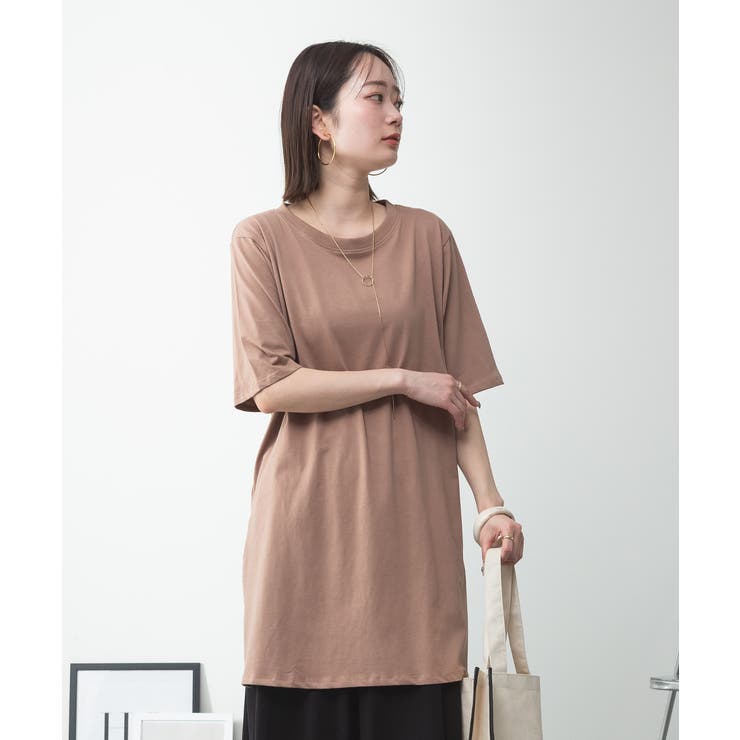 ５分袖サイドスリットロングTシャツ | atONE | 詳細画像58 