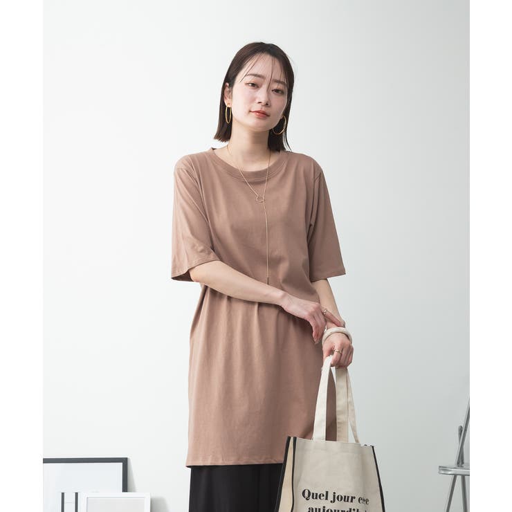 ５分袖サイドスリットロングTシャツ | atONE | 詳細画像59 