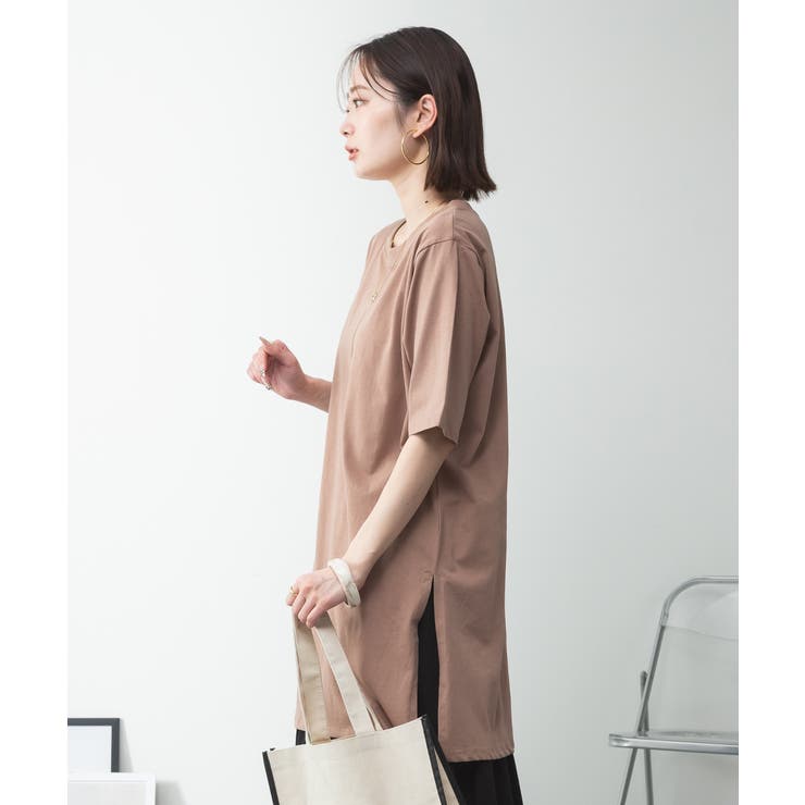 ５分袖サイドスリットロングTシャツ | atONE | 詳細画像61 