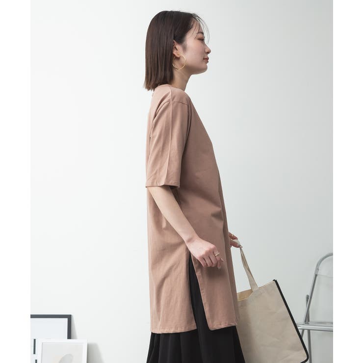 ５分袖サイドスリットロングTシャツ | atONE | 詳細画像63 