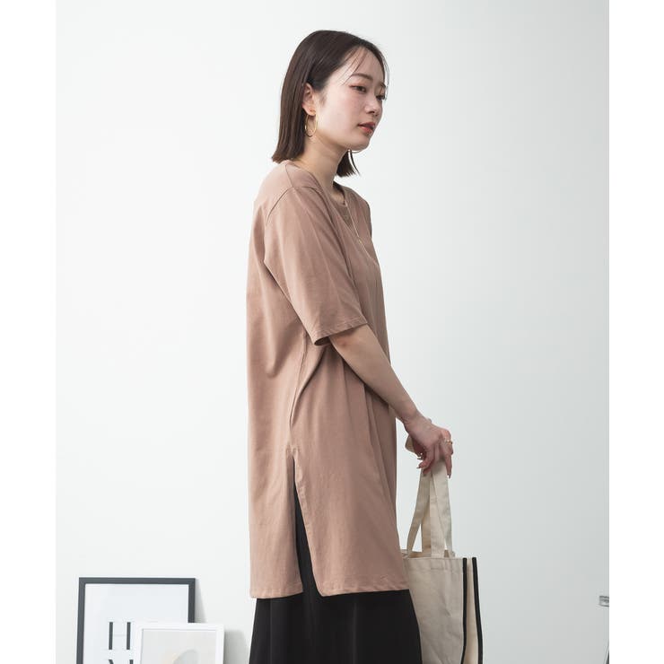 ５分袖サイドスリットロングTシャツ | atONE | 詳細画像64 