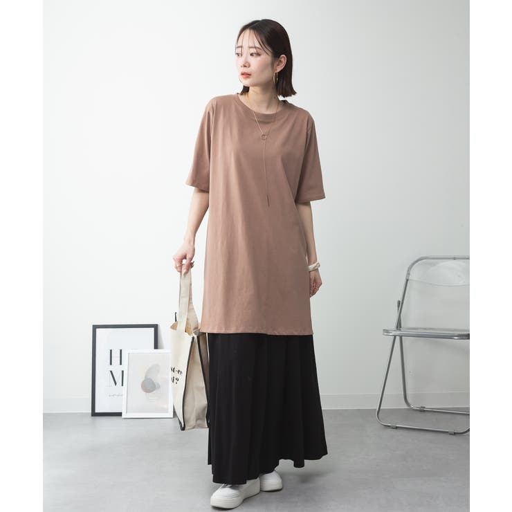 ５分袖サイドスリットロングTシャツ | atONE | 詳細画像65 