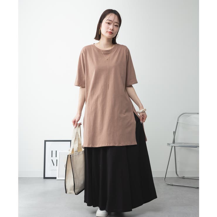 ５分袖サイドスリットロングTシャツ | atONE | 詳細画像66 