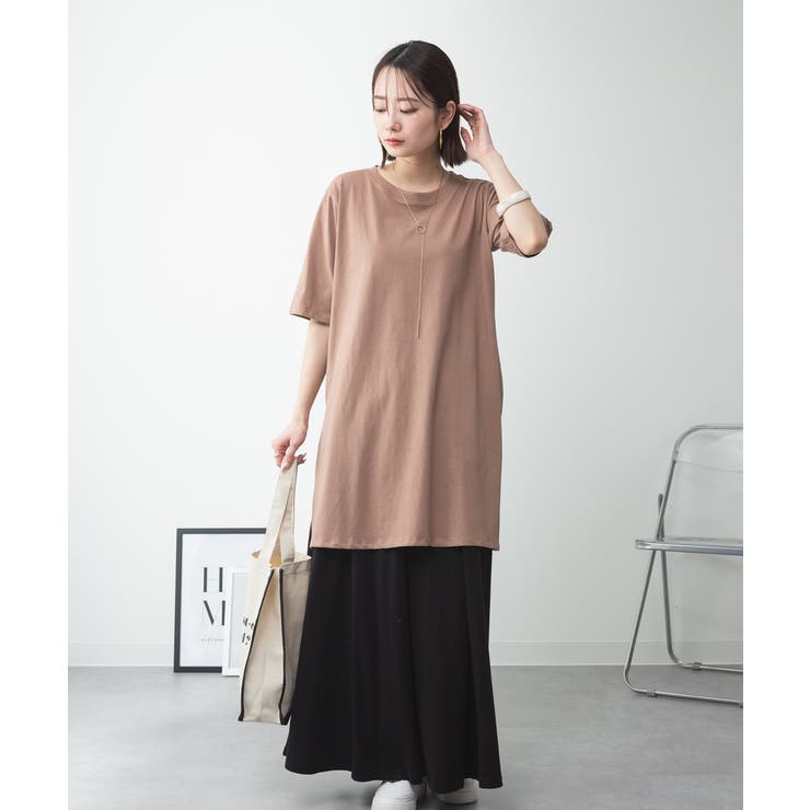 ５分袖サイドスリットロングTシャツ | atONE | 詳細画像68 