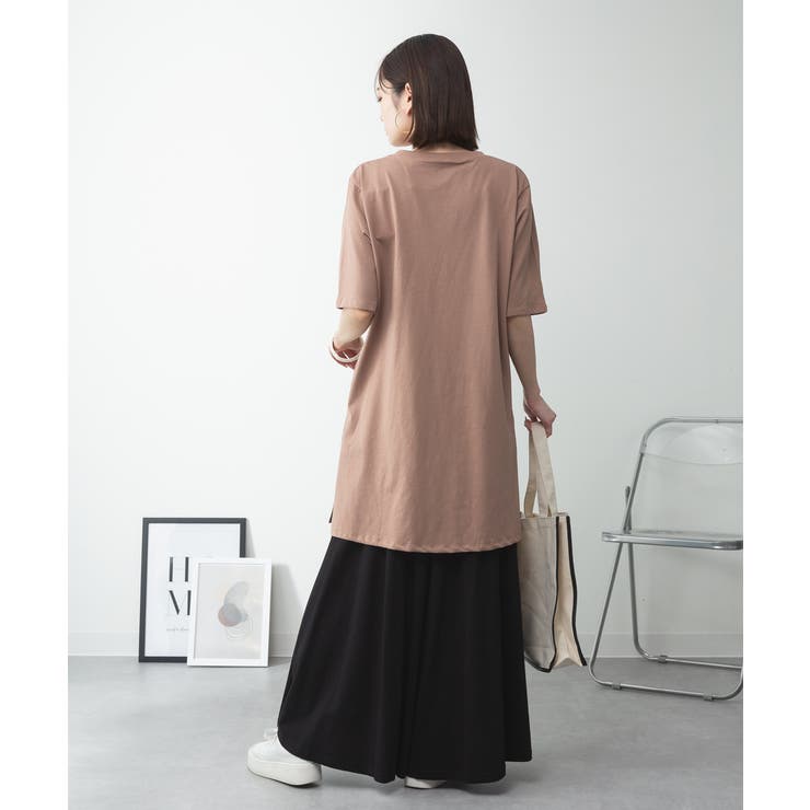 ５分袖サイドスリットロングTシャツ | atONE | 詳細画像70 